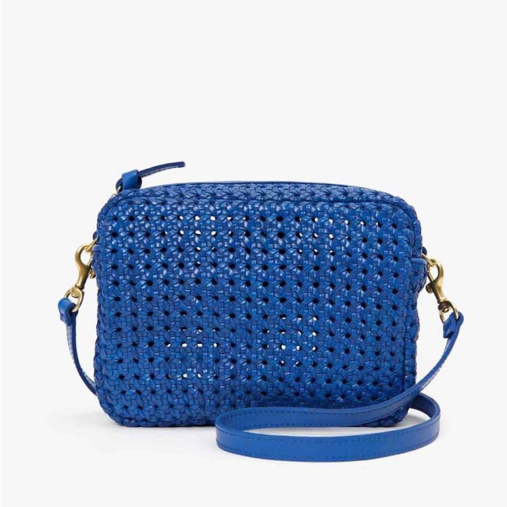 Clare V Cobalt Rattan Midi Sac Bag